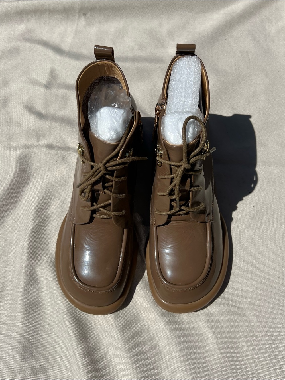 NEW Brown Lace-Up Leather Boots